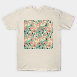 Wildflowers pastel green pattern T-Shirt